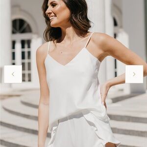 Le Rose Bridal White Satin Ruffle Camisole Set